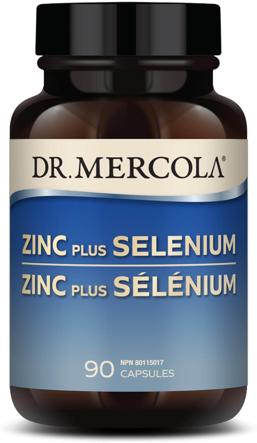 Dr. Mercola Zinc Plus Selenium - Mineral Blend Supplement - for Immune, Brain & Respiratory Support - Contains Zinc Glycinate Chelate & Copper - GMO-Free & Gluten-Free - 90 Capsules (90 Servings)