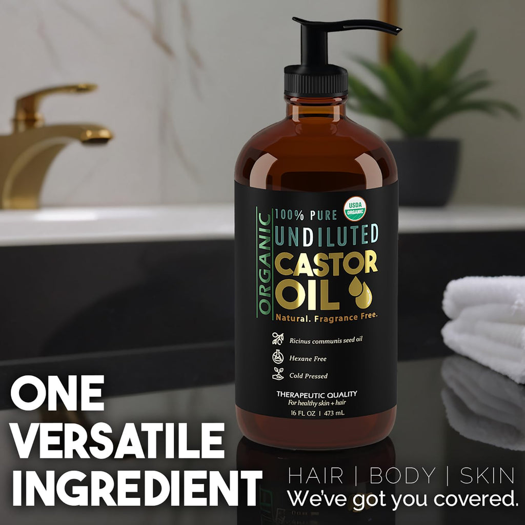 BAL O GILEA Organi Casto Oi fo Ski Hydratio Therapeuti Col Pressed USD Certifie 100 Pure Glas Bottl 1 o Unrefined Hexan Free Casto Oi fo Hai Eyelashe Growth