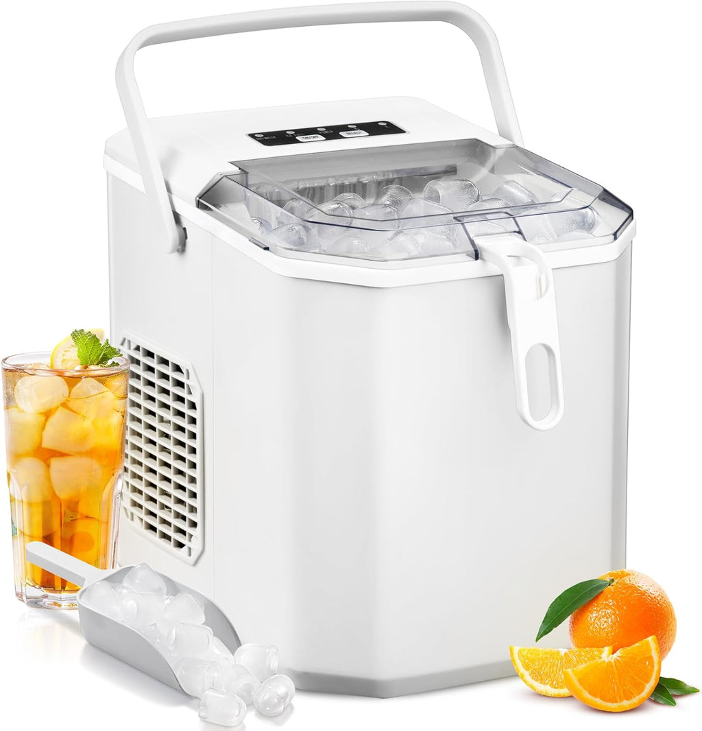 Antarcti Sta Counterto Ic Maker S/ Bulle Ice 28lbs/Day Ic Cube i Mins Portabl Ic Machin wit Ic Scoo an Handle Self-Cleaning One-Clic Operation fo Kitche Offic Hom White