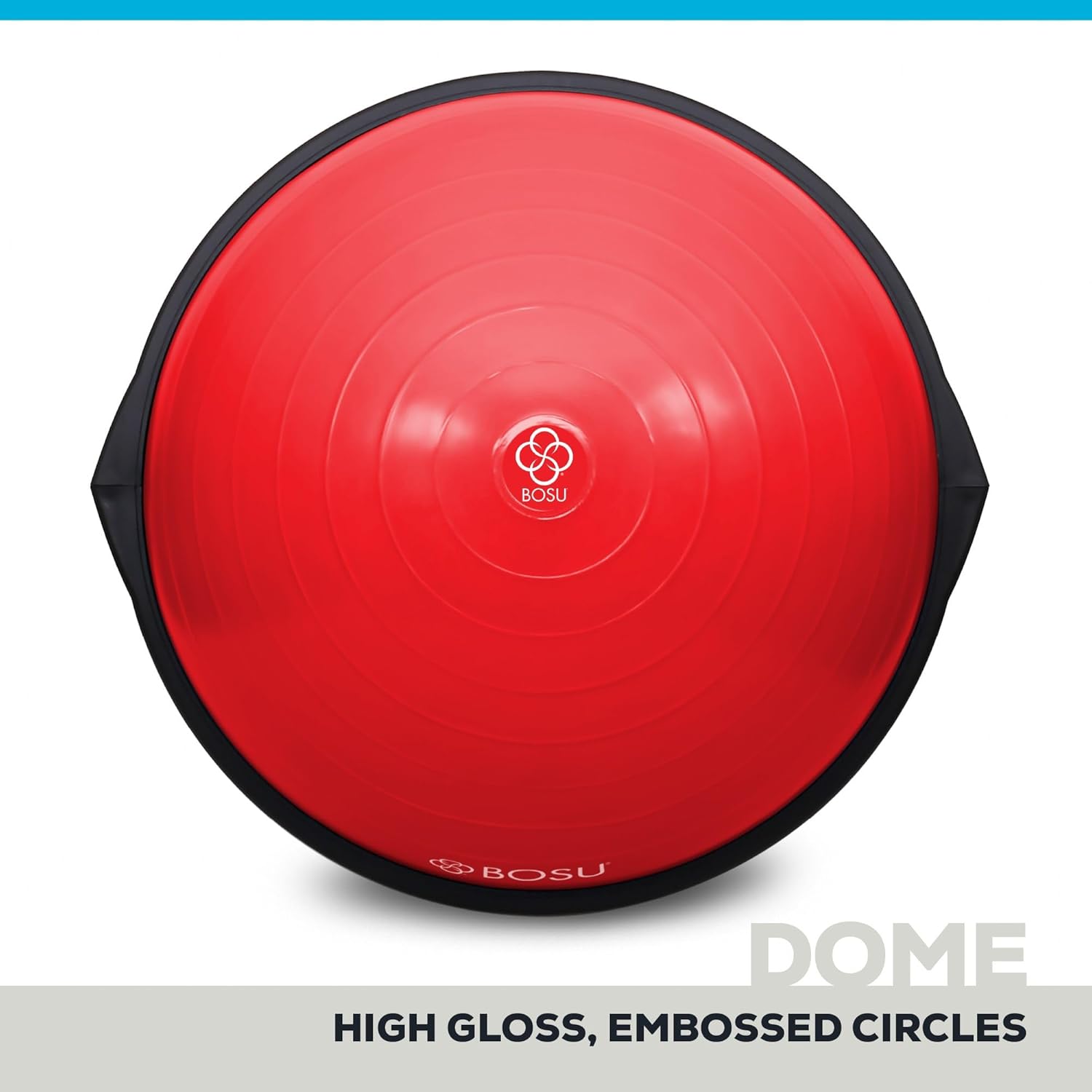 Bosu Balance Ball Exercise Trainer, Home Gym Equipment w/ Guided Workouts Pump, 26inch, Blue - Inflatable Fitness Platform for Strength Training, Standing, Balancing, and Core Workout