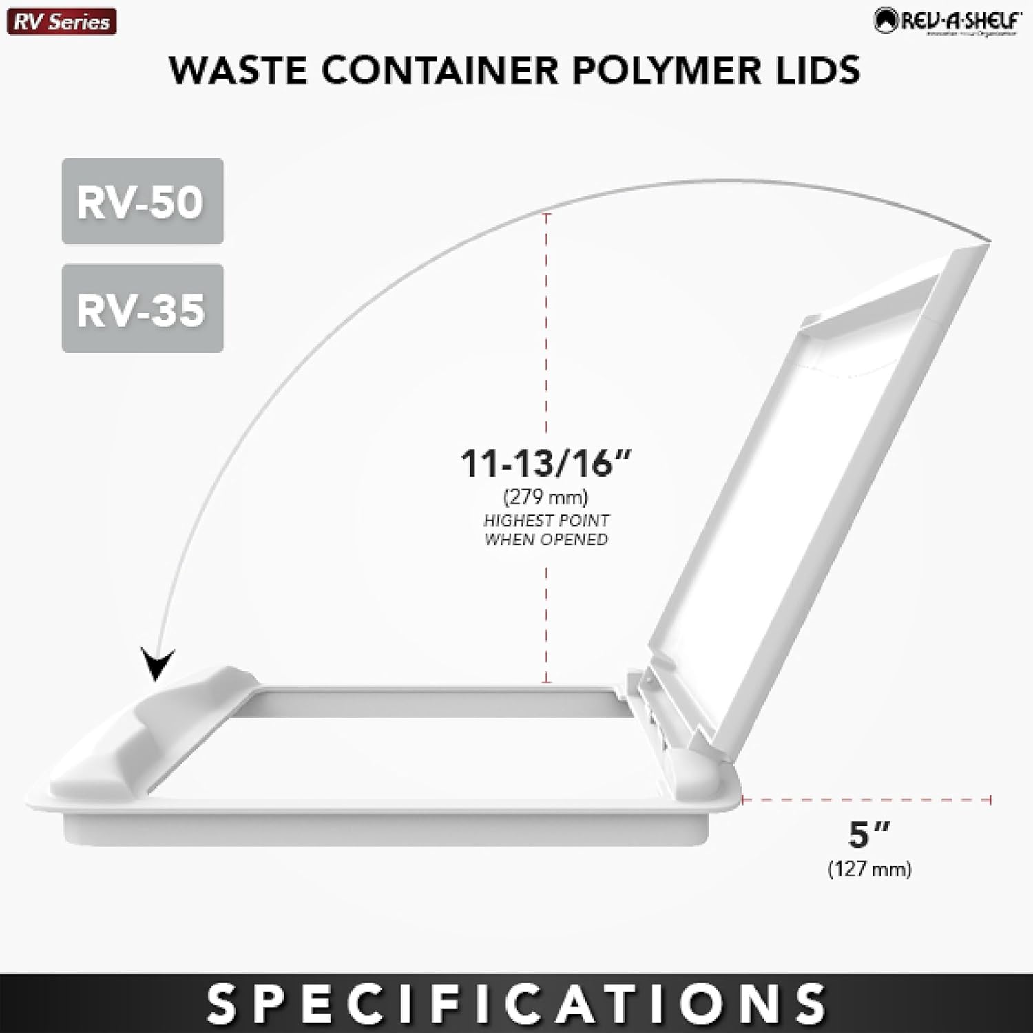 Rev-A-Shelf 35 Qt Under Sink Garbage Can Lid for Base Kitchen and Bathroom Cabinet, Replacement Plastic Trash Bin Lid Only, Gray, RV-35-LID-13-1-40