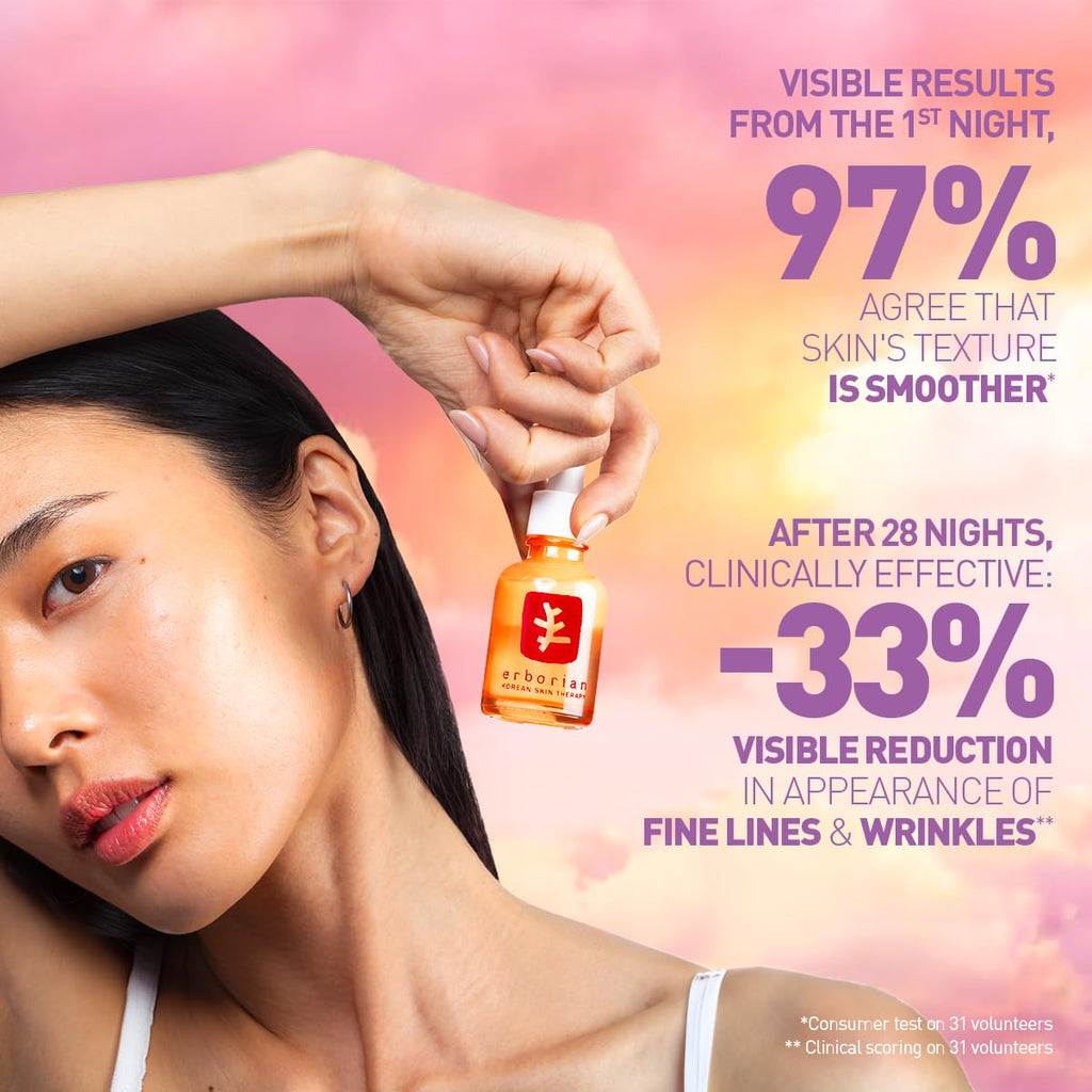 Erborian Multi?Perfecting Night Serum, Oil & Milky Formulas, Smooths, Even Texture, Hydrates, Firms For Glowy, Mirror Skin Renewal, Korean Skincare