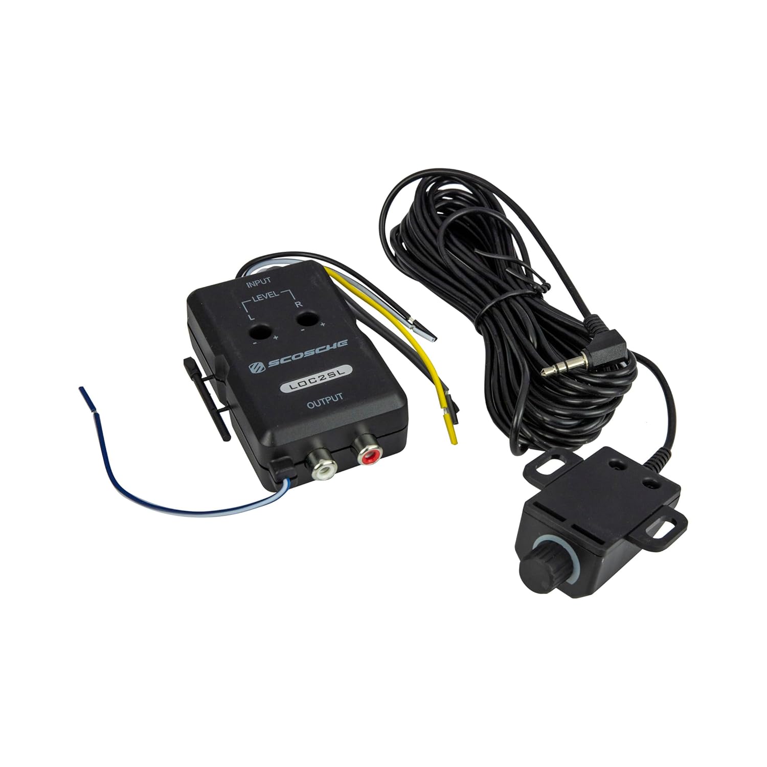 LOC2SL Line Output Converter with Remote Control Knob - 2CH High/Low RCA Converter Car Audio - Ideal for Subwoofer Amp - Line Level Converter for Car Stereo - Easy Installation - Quality Sound