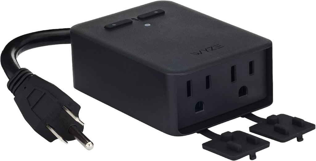 Wyz Plu Outdoor Dua Outlet Energ Monitoring IP64 2.4GH WiF Smar Plug Work wit Alexa Googl Assistant IFTTT N Hu Required Black