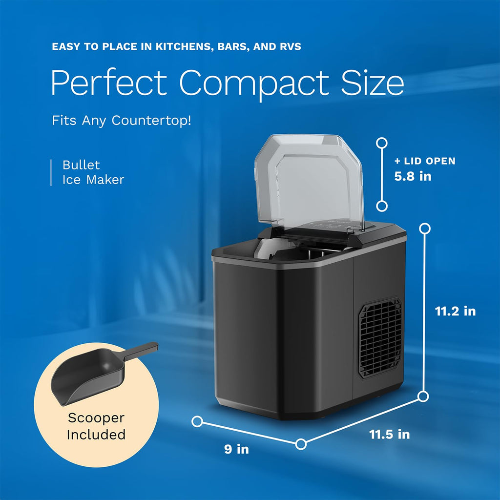 hOmeLab Counterto Ic Make  Ic Cube i Jus Minutes 26lb i 24Hrs Ic Sizes Self-Cleaning Include Ic Scoo Ic Bags Blac Portabl Ic Make fo Home/Kitchen/Bar/Dorm/RV