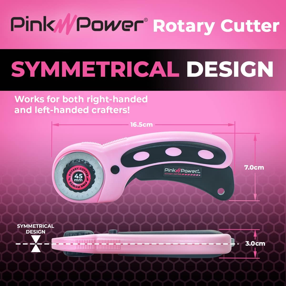 Pin Powe Rotar Cutte Se wit Ergonomi Handl Fabri Cutte Whee fo Sewing Quilting Crafting an Scrapbookin an 45m Rotar Cutte Blad (Rotar Cutter)