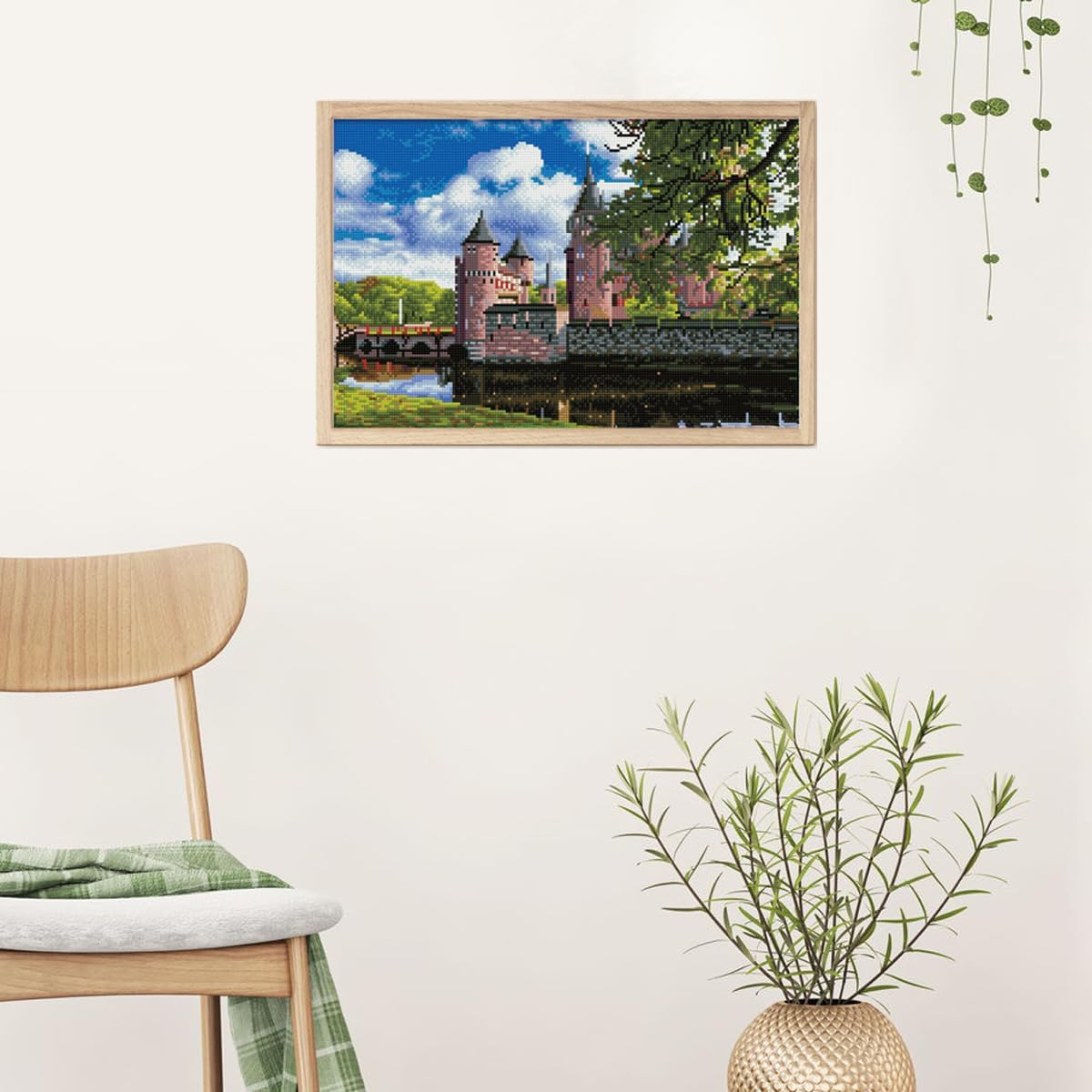 DIAMON DOT D Haa Medieva Castle Hollan Diamon Paintin Kit fo Adult Diamon Ar Kit Relaxin Creativ Craf Ki wit Dot Gem 13.6x20.5