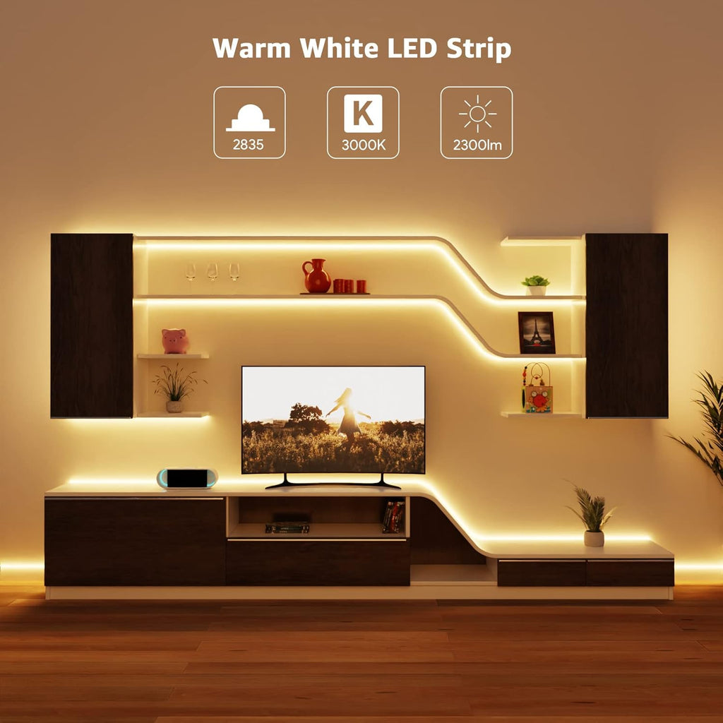 Lepro 12V LED Strip Light, Flexible, SMD 2835, 300 LEDs, 32.8ft Tape Light for Home, Kitchen, Party, Christmas and More, Non-Waterproof, Warm White, Pack of 2(Not Include Power Adapter)