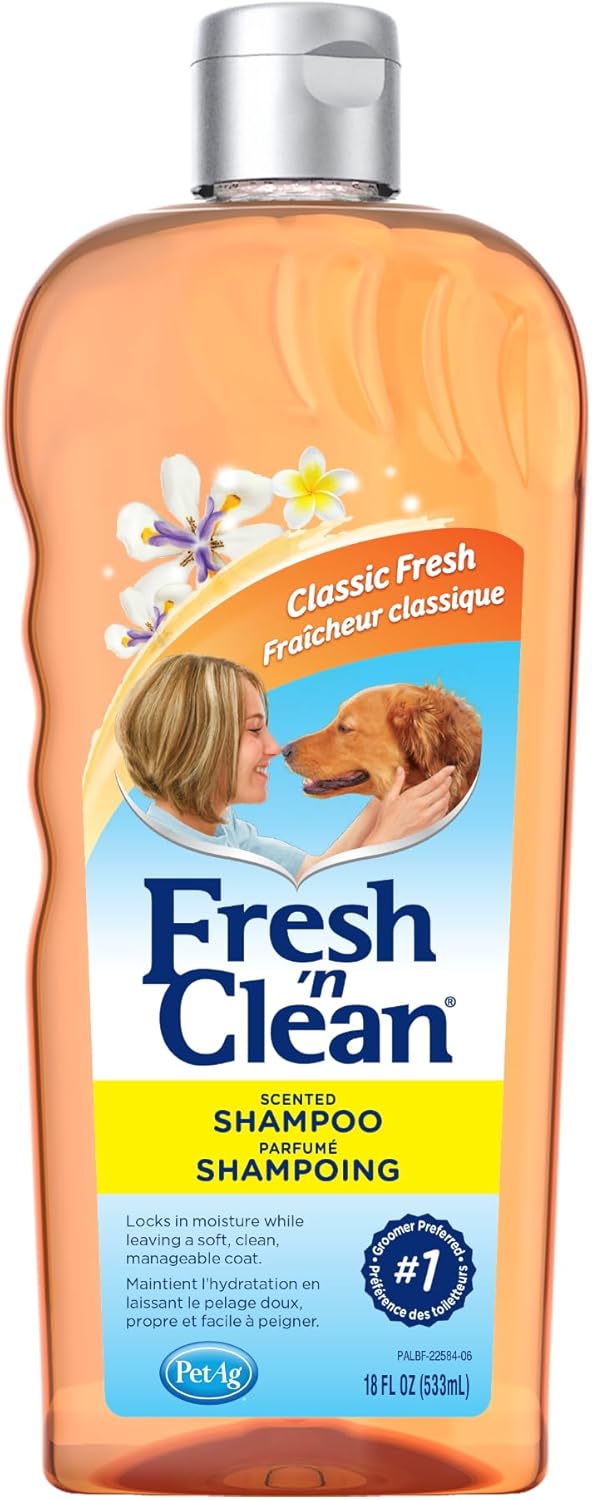 Pet-Ag Fresh ¡¯n Clean Scented Shampoo, Classic Fresh Scent - 18 oz - Moisturizes with Vitamin E Aloe Vera - Strengthens Repairs Coats - Soap Free