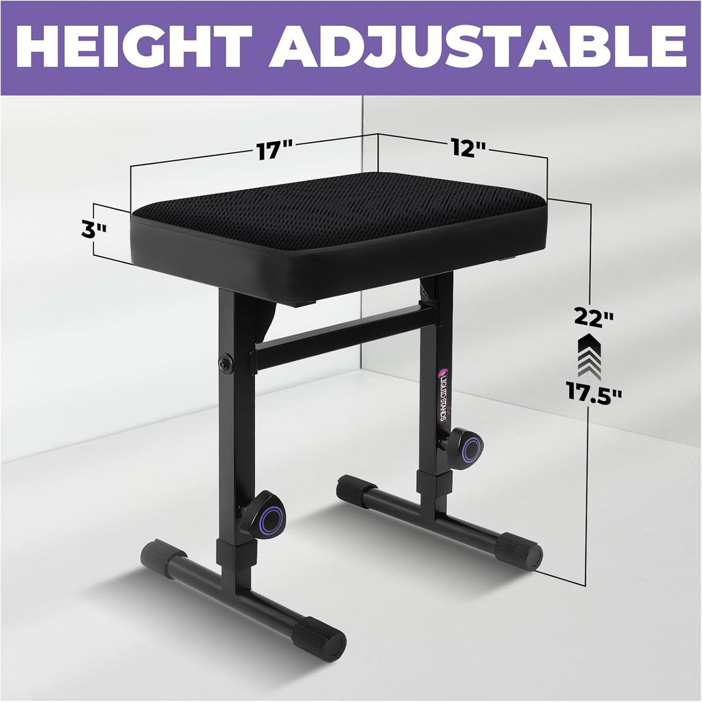 Liquid Stands Piano Bench Adjustable Stool ¨C Music Keyboard Bench Seat for Piano Keyboard Stand with Black Padded Cushion for Musicians Piano Stool Chair (Mesh Fabric)