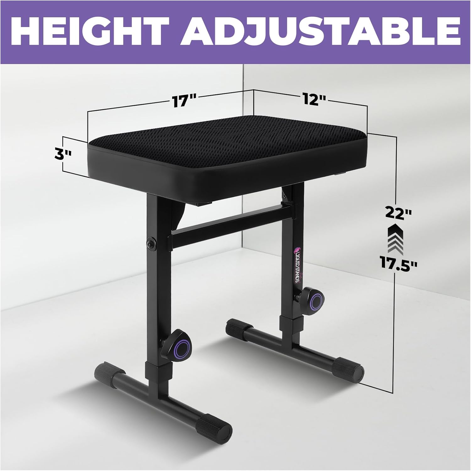 Liquid Stands Piano Bench Adjustable Stool ¨C Music Keyboard Bench Seat for Piano Keyboard Stand with Black Padded Cushion for Musicians Piano Stool Chair (Mesh Fabric)