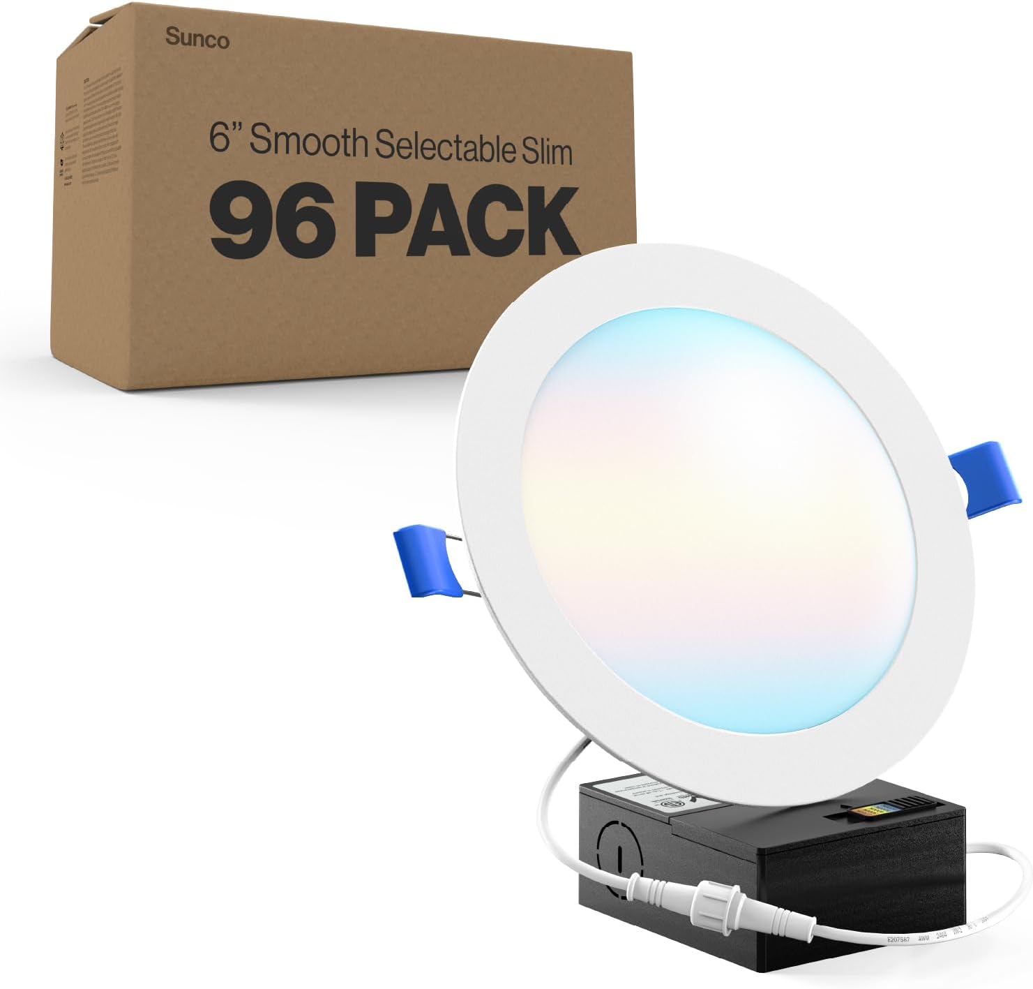 Sunc 9 Pac Inc LE Recesse Light Canles Ceilin Light Sli wit Junctio Box 85 LM 14 (100 Equivalent) Selectabl CC 2700K/3000K/4000K/5000K/6000K Dimmable Wafe Thi ETL.