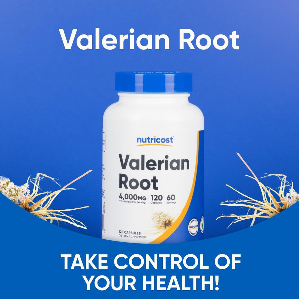 Nutricost Valerian Root Capsules (1000mg Per Serving) 120 Capsules - 4,000mg Equivalent Per Serving (4:1 Extract), Vegetarian Caps, Gluten Free, Non-GMO