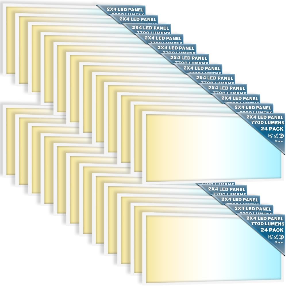 Sunco 24 Pack 2x2 LED Flat Panel Light, Dual Selectable CCT 4000K/5000K/6000K & Selectable Wattage 30W/35W/40W, 5200 Lumens, Dimmable 0-10V, Back-Lit Troffer Replacement Light Fixture ETL