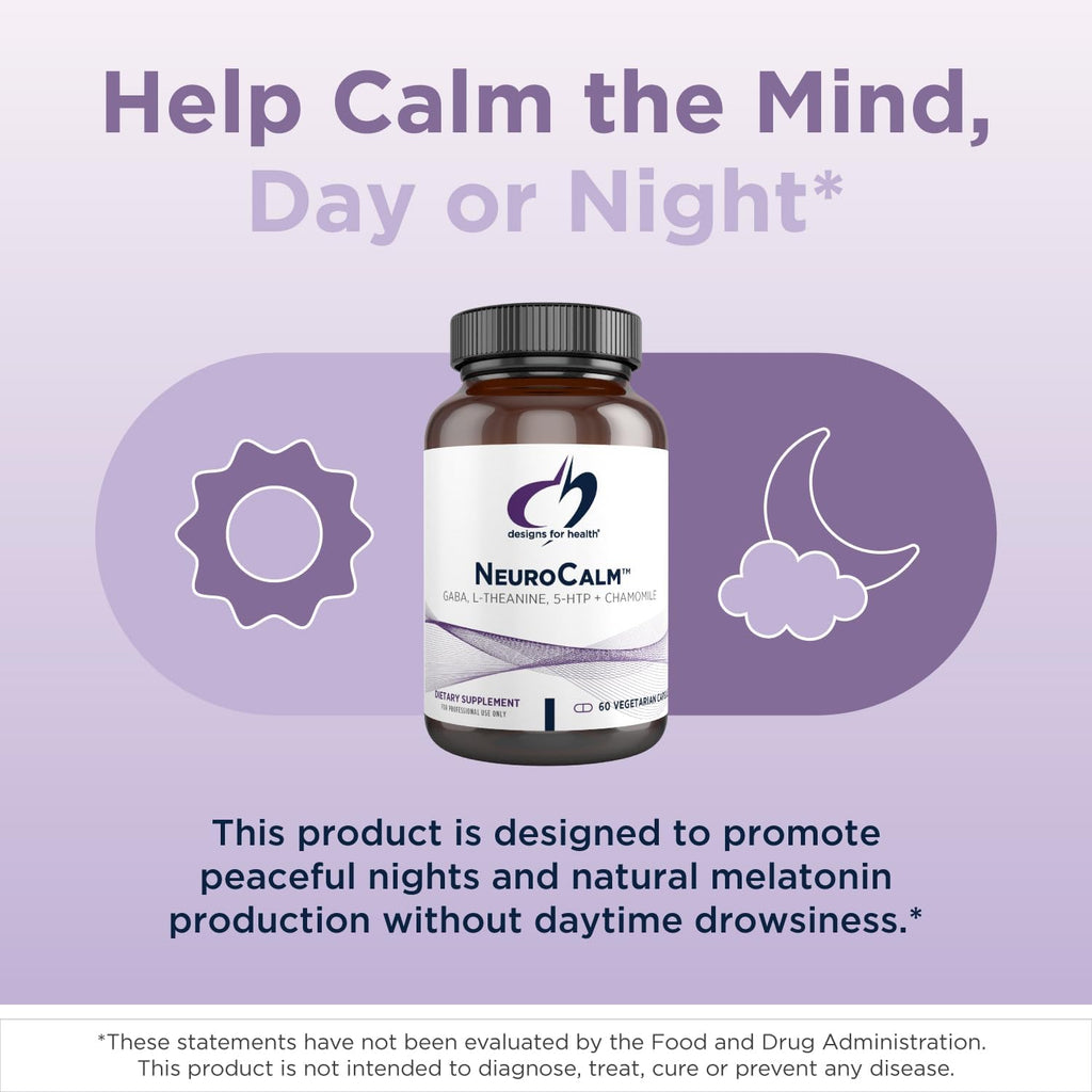 Design fo Healt NeuroCal 5HT GAB L-Theanin Supplemen fo Stres Respons Methylate B12 Vitami B6 Taurine Chamomil Magnesiu Supplemen fo Moo Suppor (6 Vega Capsules)