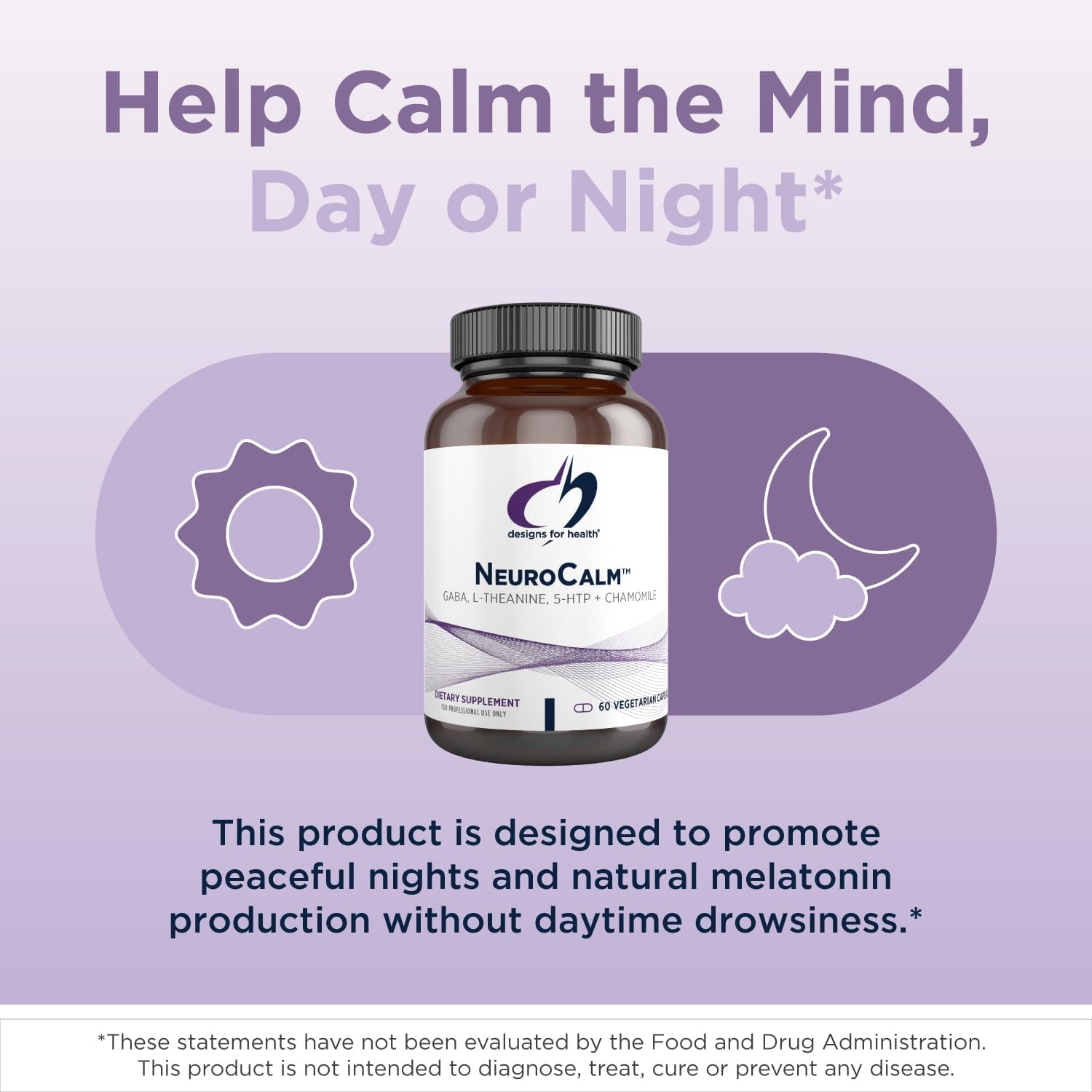 Design fo Healt NeuroCal 5HT GAB L-Theanin Supplemen fo Stres Respons Methylate B12 Vitami B6 Taurine Chamomil Magnesiu Supplemen fo Moo Suppor (6 Vega Capsules)
