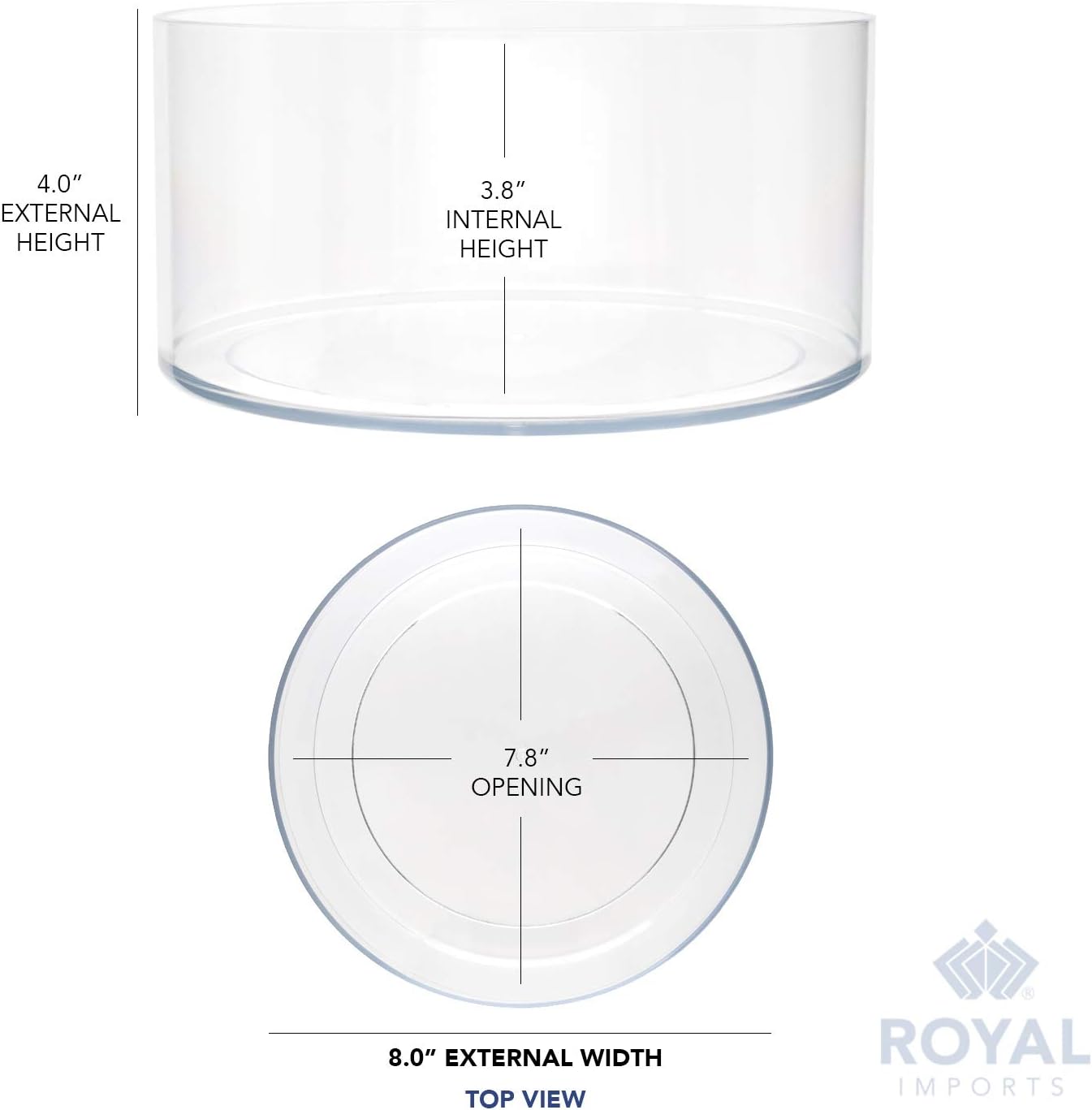 Royal Imports Flower Vase Acrylic Cylinder - Decorative Centerpiece for Home or Wedding - Non Breakable Plastic, 8inchX4inch Short Round - Clear