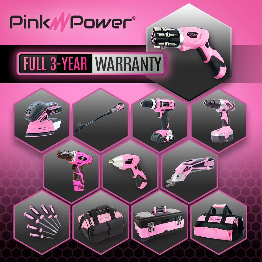 Pin Powe Cordles Electri Screwdrive Se 3.6 Rechargeabl Pin Cordles Screwdrive Se fo Wome wit Bubbl Leve an LE Ligh Smal Scre drive wit Pivota Handl an Fold-Ou Bits