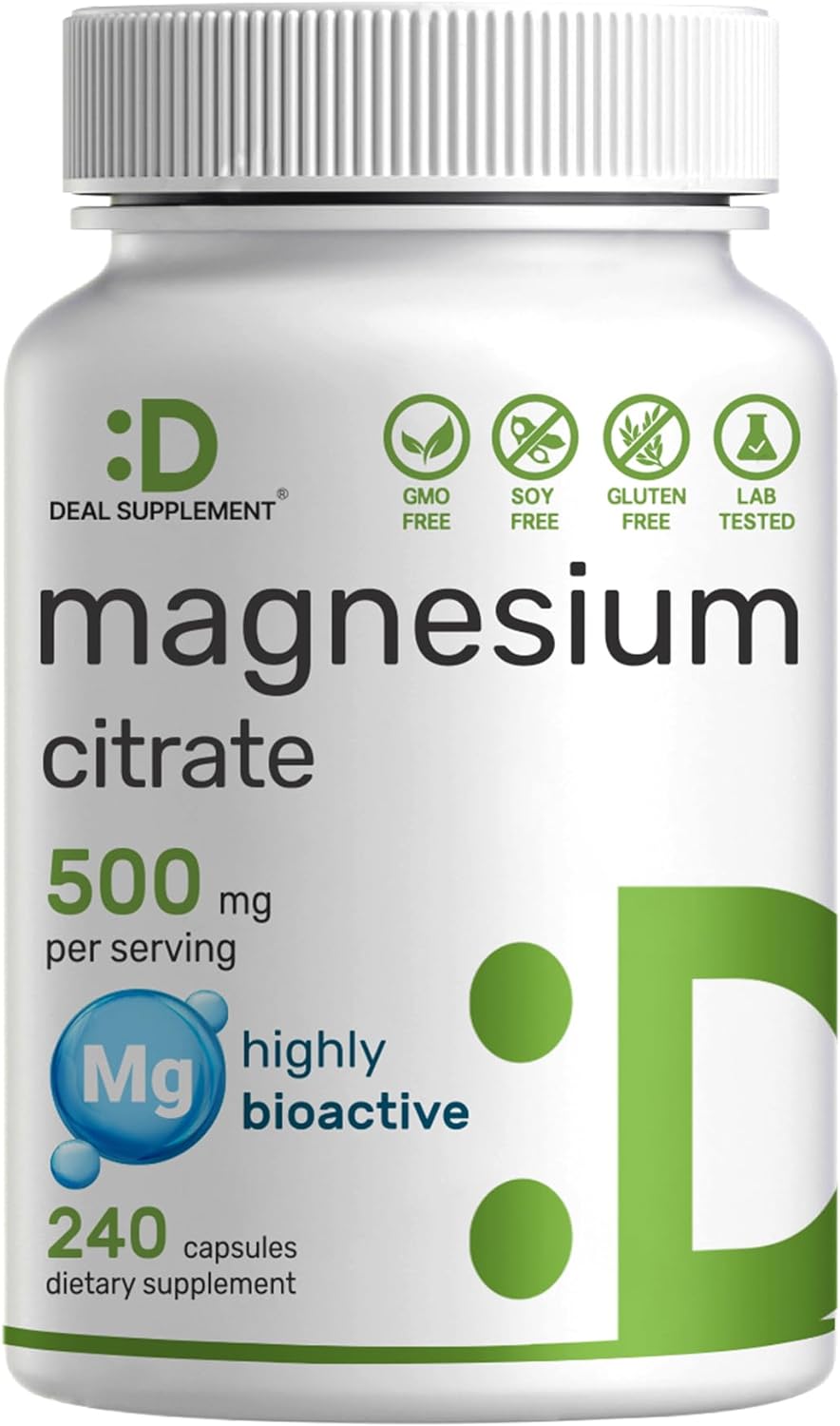DEA SUPPLEMEN Magnesiu Citrat 500mg 24 Capsule Easil Absorbed Purifie Trac Minera Muscle Heart Digestiv Suppor On Day Non-GMO