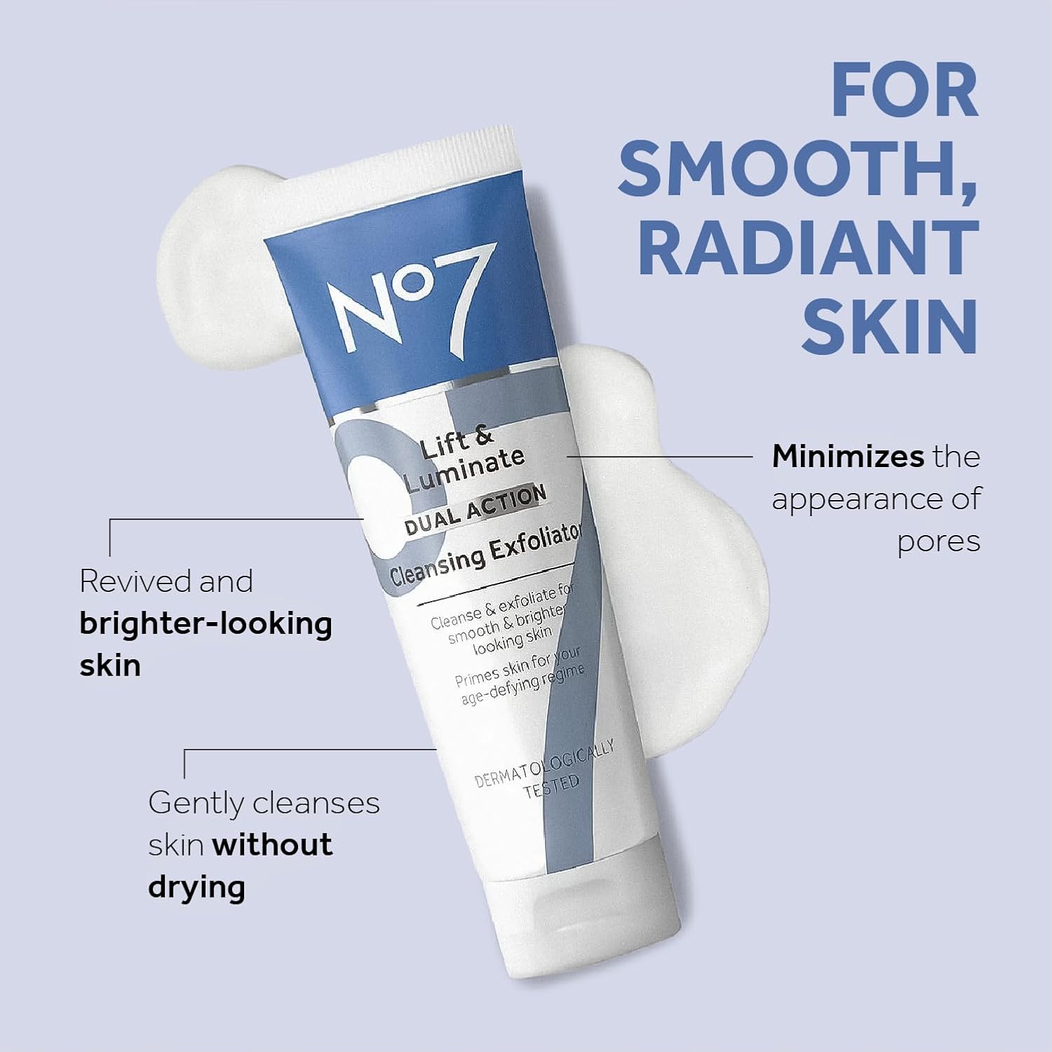 No Lif Luminat Dua Actio Cleansin Exfoliatin Fac Was Gentl Fac Exfoliato wit Vitami C B Dee Por Cleanse fo Dul Uneve Ski Ton (3. F Oz)
