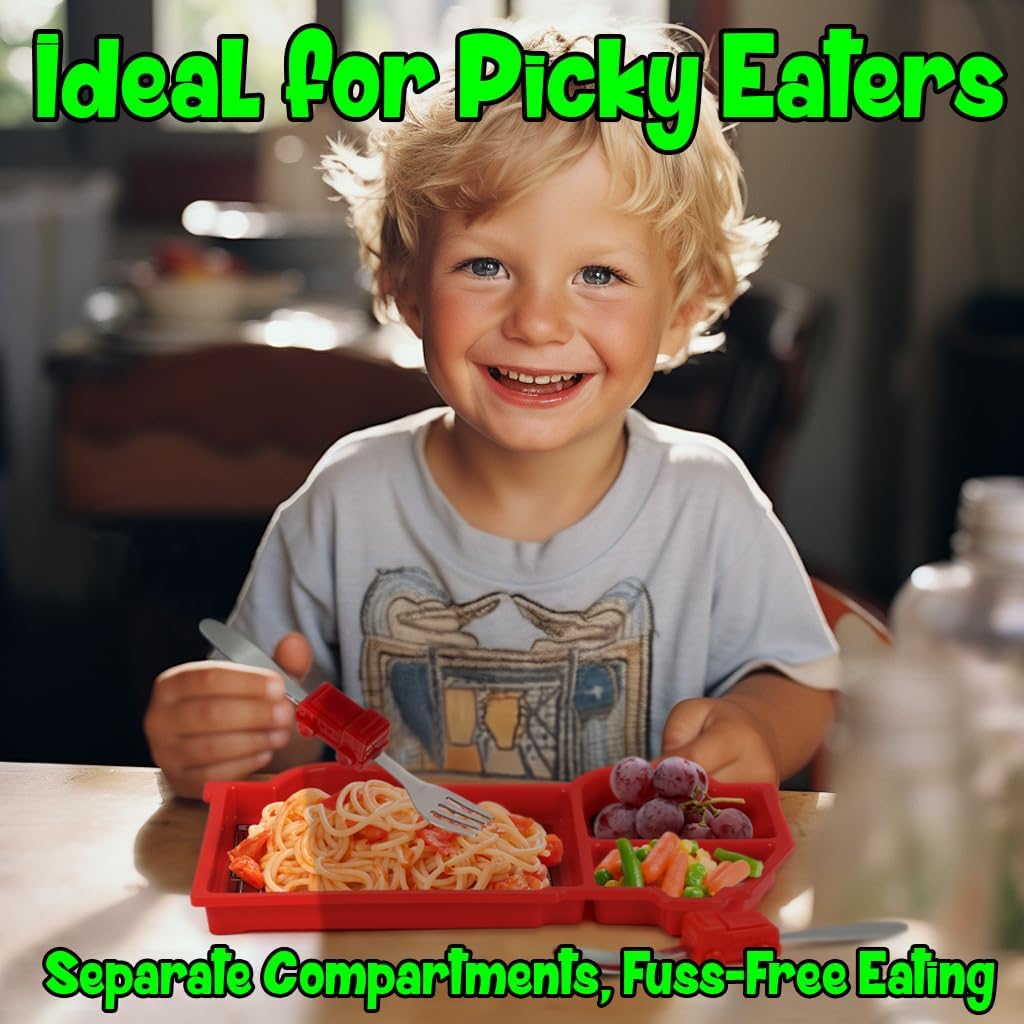Funware Engagin Kids Dinnerwar Set Durable Divide Plate Idea fo Pick Eaters Educationa Mealtime Eas Cleaning Gif Fo Toddlers