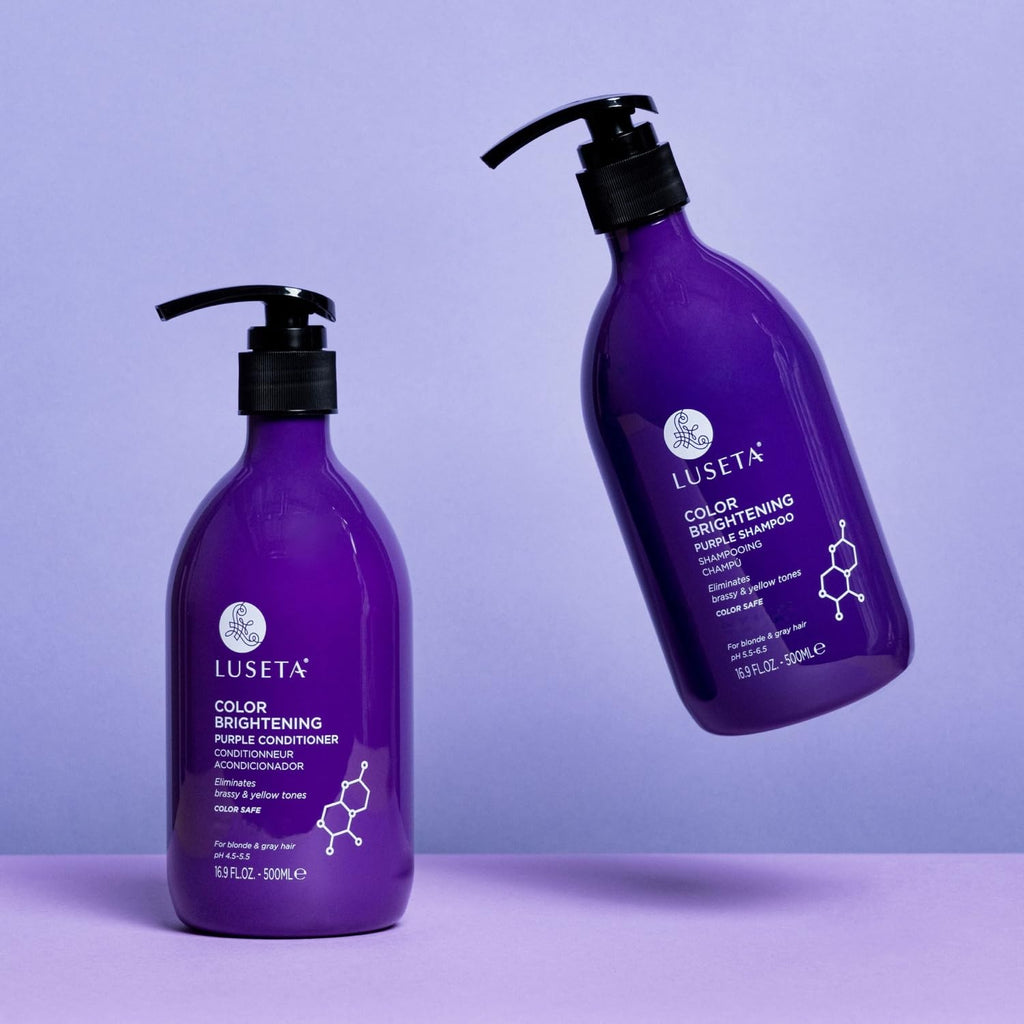 Luset Purpl Shampo an Conditione Se fo Blonde Gra Colo Treate Hai Sulfat Fre Parabe Fre Infuse wit Coco Nucifer Oi fo Curl an Damage Hai 2x16.9oz