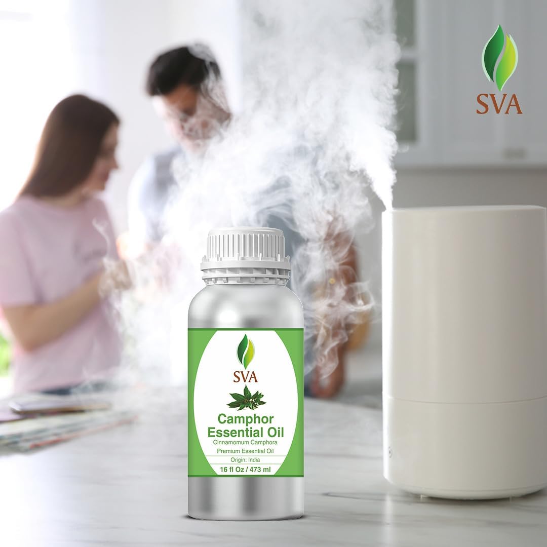 SVA Camphor Essential Oil ¨C 16 Fl Oz ¨C 100% Natural Camphor Oil - for Diffuser, Hair Care, Face, Skin Care, Aromatherapy, Scalp and Body Massage, Soap and Candle Making