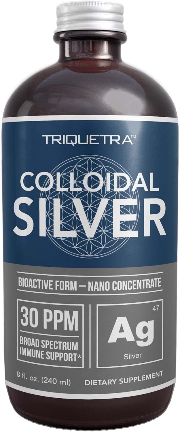 Colloidal Silver - 8 oz, Glass Bottle, Vegan, Safe Doses with Highest Effectiveness - Nano Ions, 30 PPM - Immune Support (48 Servings)