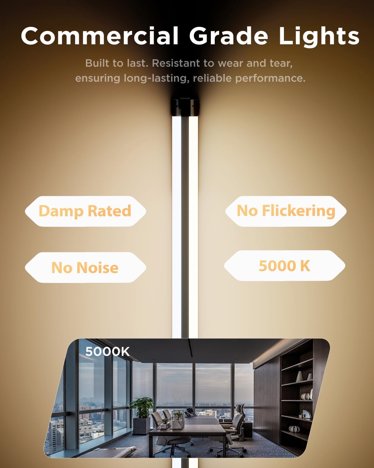 Sunco LED Shop Lights for Workshop 4FT, Linkable Garage Lighting, 4500 LM, 40W (150W Equivalent), 5000K Daylight, Surface + Suspension Mount, 48 Inch Integrated Fixture, Black 4 Pack.