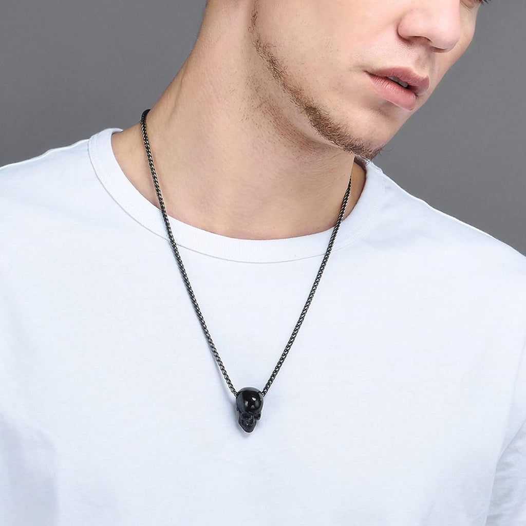 U7 Men Pendant Necklaces, Stainless Steel Necklace for Men, Cool Guitar Pick Skull/Alligator Dinosaur Skeleton Tyrannosaurus Rex/Gothic Skull/Octopus/Evil Demon Hannya Mask Pendant with Chain