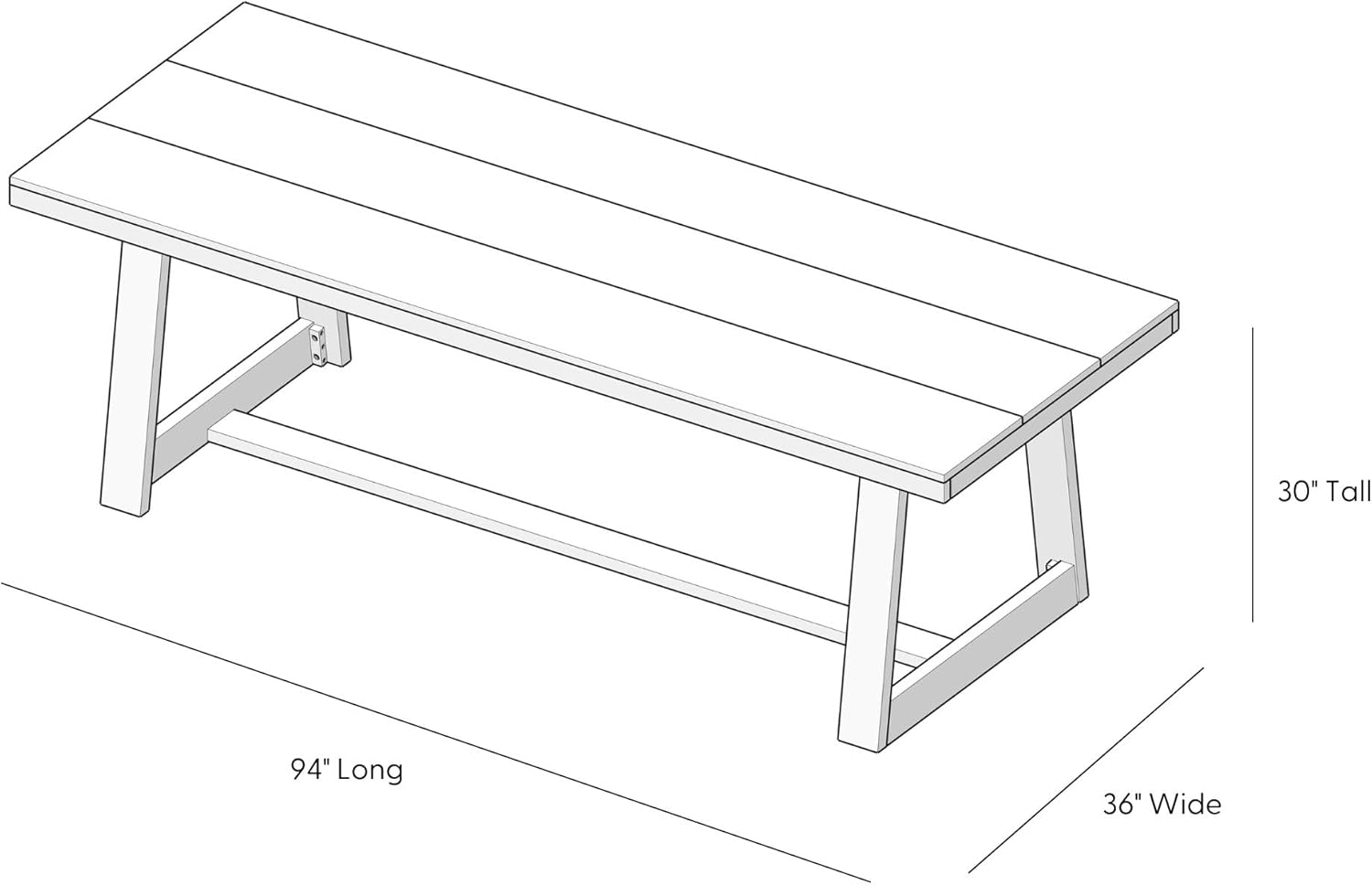 Plank+Bea Classi Rectangula Dinin Roo Tabl (94i 2380mm) Peca Wirebrush