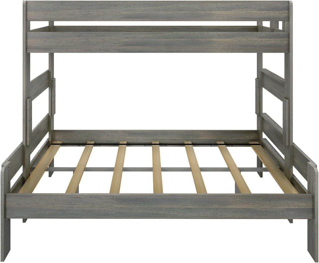 Max & Lily Bunk Bed, Twin XL-Over-Queen Bed Frame For Kids, Solid Wood for No Box Spring Needed, Driftwood