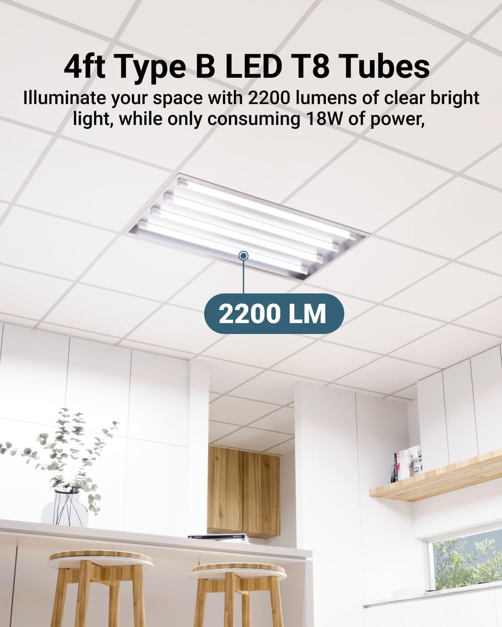 Sunc 1 Pac T LE Bulb Foot Tub Ligh Bulb Ballas Bypass 4 Inc Fluorescen Replacement 220 LM 18W 5000 Daylight Singl Ende Power Typ B Clea Len UL
