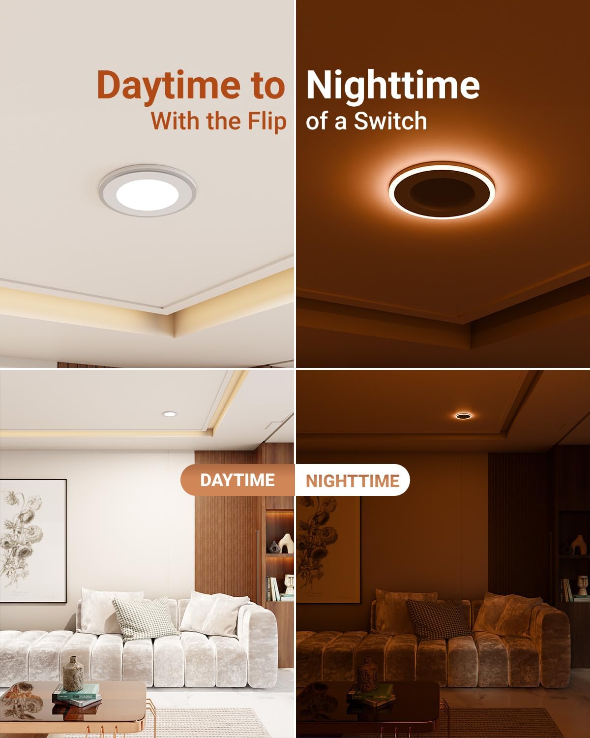 Sunco 48 Pack 6 Inch LED Recessed Light, Can Lights for Ceiling, Flat with Nightlight, 1200 Lumens, Selectable CCT 2700K/3000K/4000K/5000K/6000K, Dimmable, 13W UL.