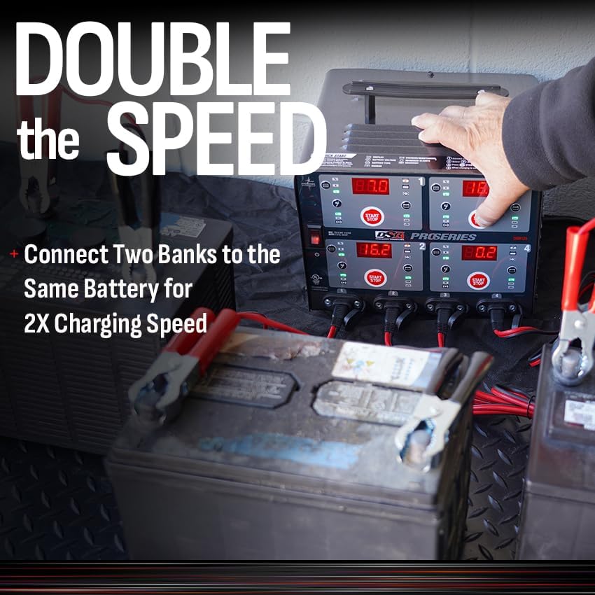 Schumache Electri DS Pr Heavy-Dut 4-Ban Automati 10 Ca Batter Charge an Maintainer Chargin Station Professiona Grade fo 6V/12 Automotiv an Marin Batteries DSR125