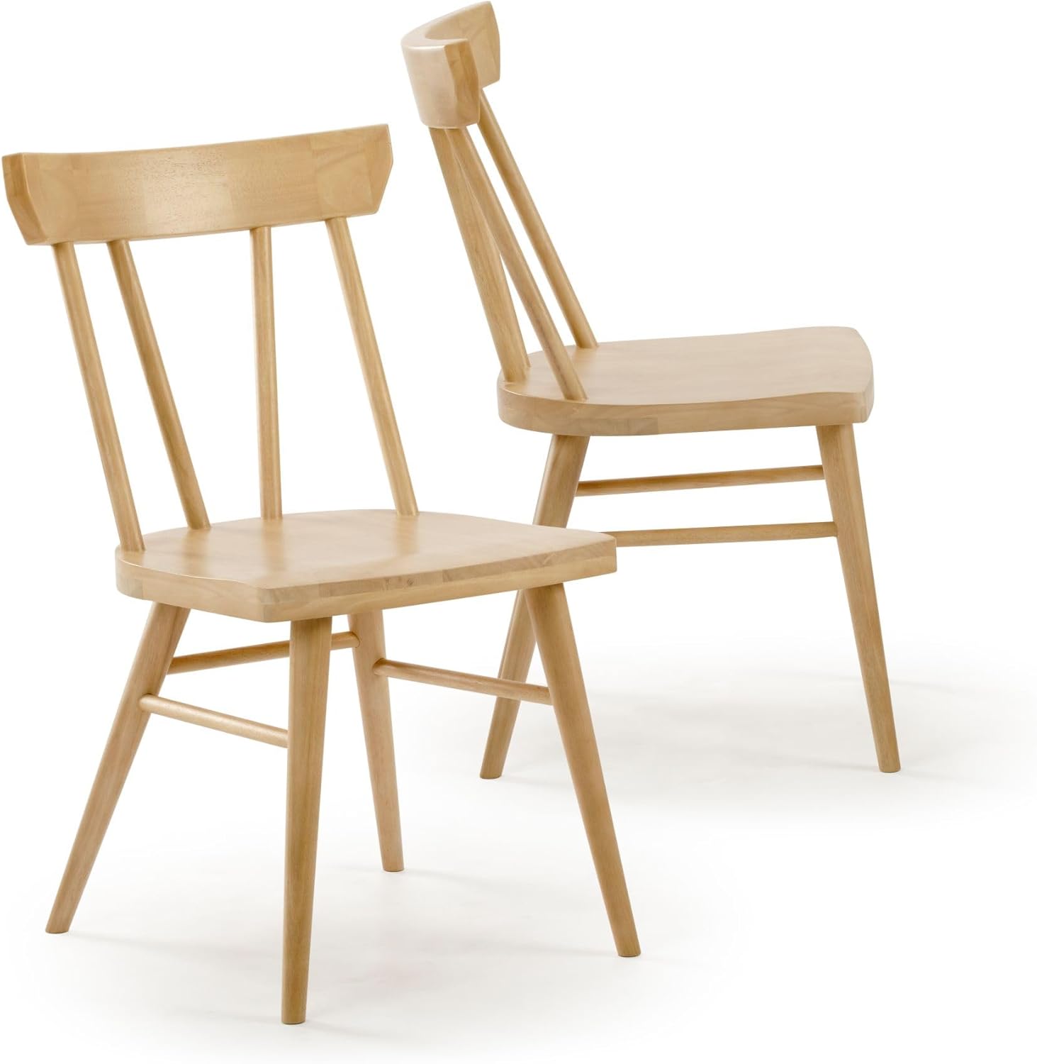 Plank+Beam Solid Wood Classic Farmhouse Chair, Windsor Dining Chair, Pack of 2, Blonde