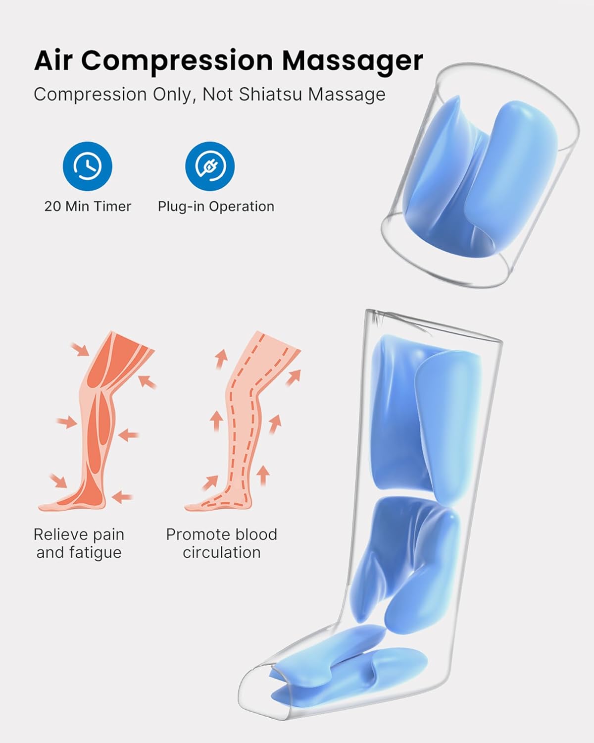 RENPH Le Compressio Massager Le Massage Cal Massage fo Circulatio an Pai Relief Effectiv fo Fathe Mothe Reduc Swelling Grey