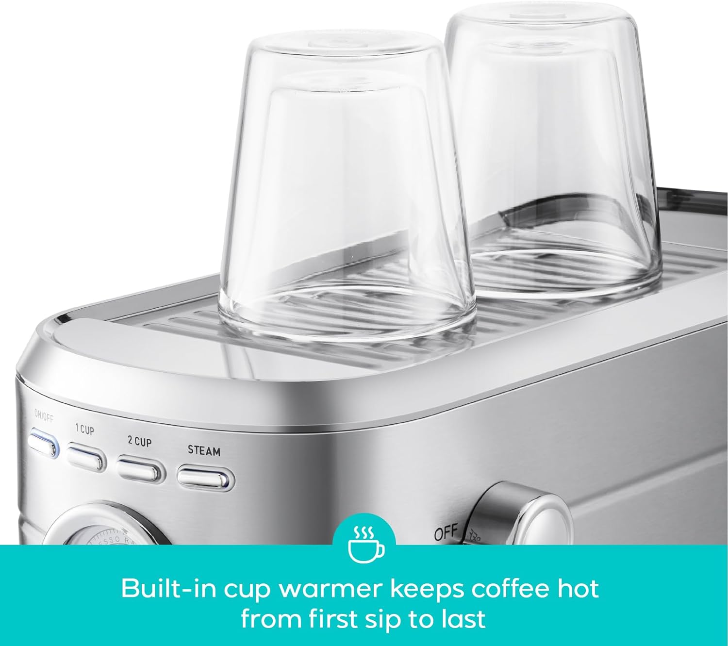 CM5418 Espresso Machine 20 Bar, Compact Espresso Maker with Steam Milk Frother, Stainless Steel Coffee Machine with 34oz Removable Water Tank for Cappuccino, Gift for Women or Men, Silver