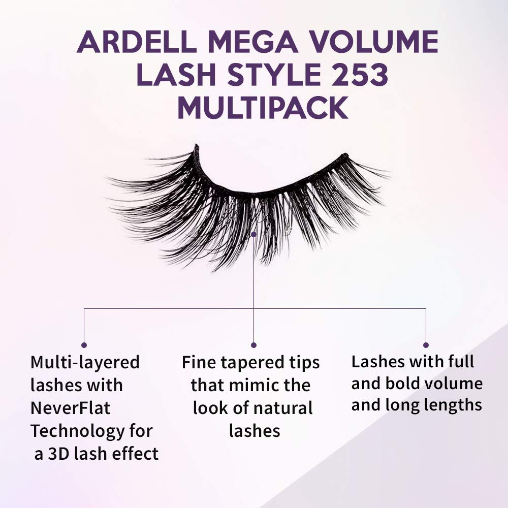 Ardell False Eyelashes Mega Volume 253 ¨C Dramatic, Wispy Lashes, Long-Lasting Fake Lashes for Bold Eye Looks