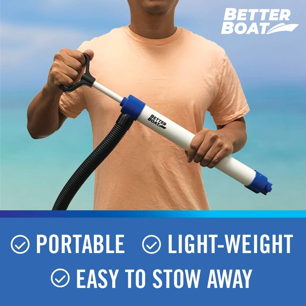 Manual Bilge Pump for Boats, Kayak, Canoe, Hand Water Pump with Hose, Portable Handheld Siphon Bailer, 20 Gallons Per Minute Suction, Marine Grade
