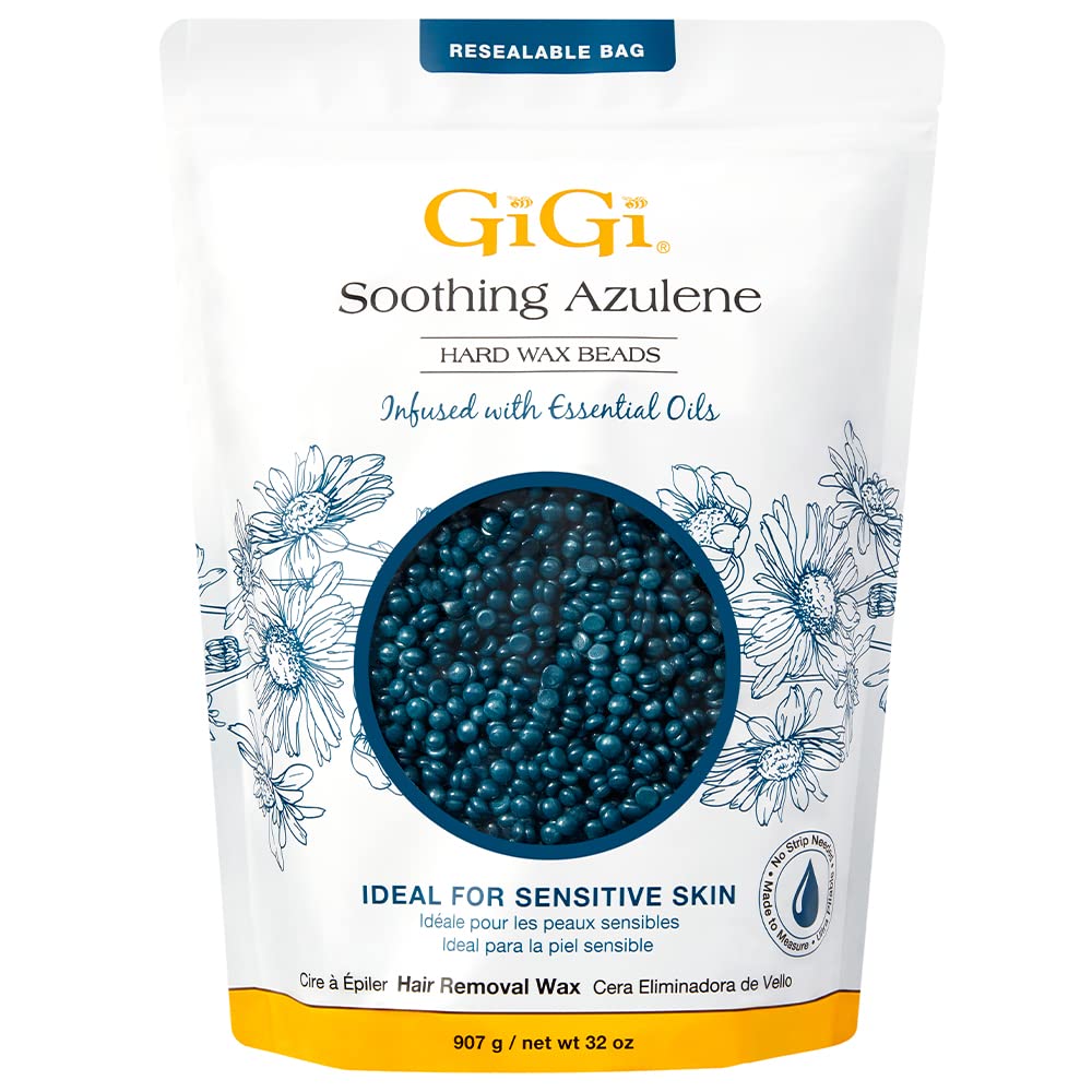 GiGi Hard Wax Beads for Sensitive Skin ¨C Nourishing Aloe, Wax Beads for Hair Removal, Perfect for Face, Body, Bikini, Brazilian Waxing, 14 oz