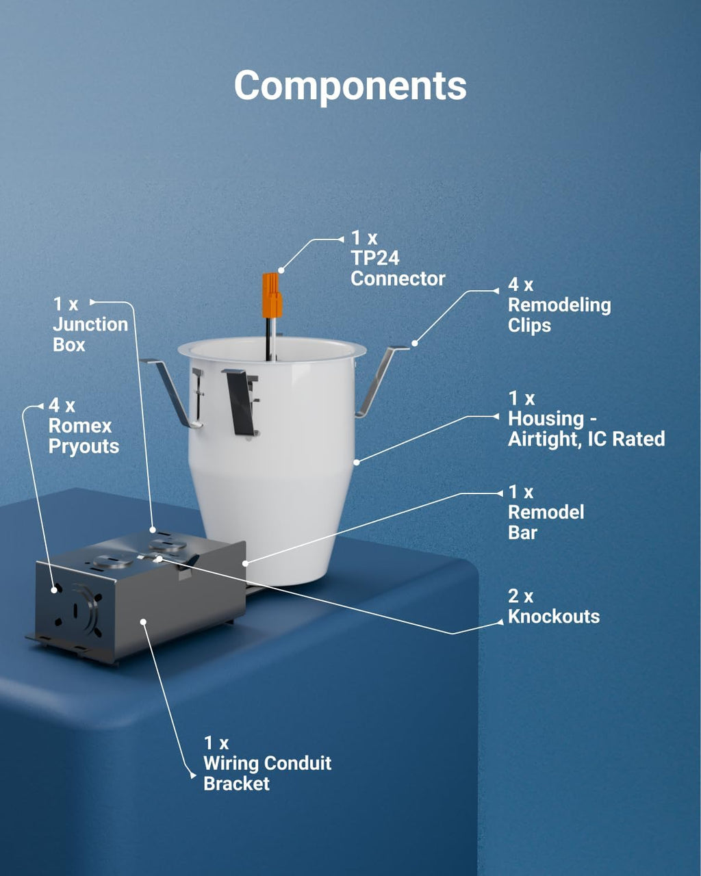 Sunc 1 Pac Inc Recesse Lightin Housin Can Remode Ai Tigh Ceilin Cans 120-277V,Har Wired TP2 Connecto Included Eas Install I Rate UL