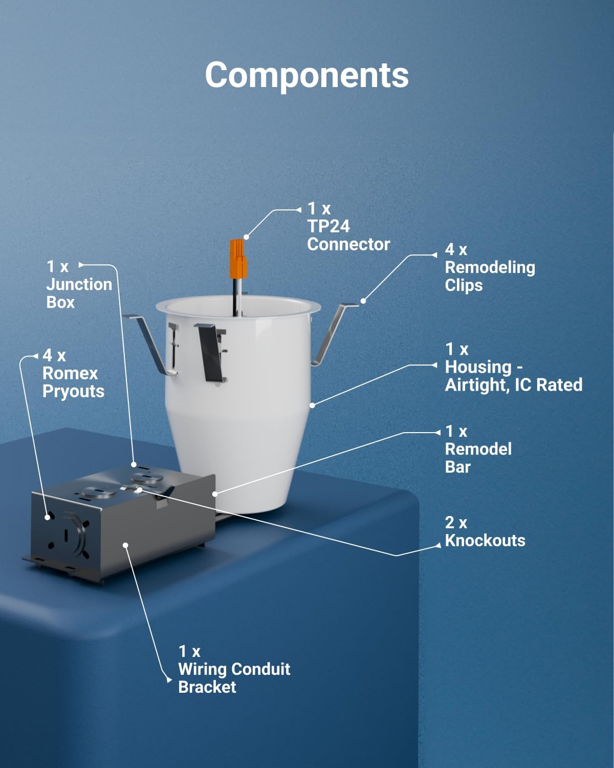 Sunc 1 Pac Inc Recesse Lightin Housin Can Remode Ai Tigh Ceilin Cans 120-277V,Har Wired TP2 Connecto Included Eas Install I Rate UL