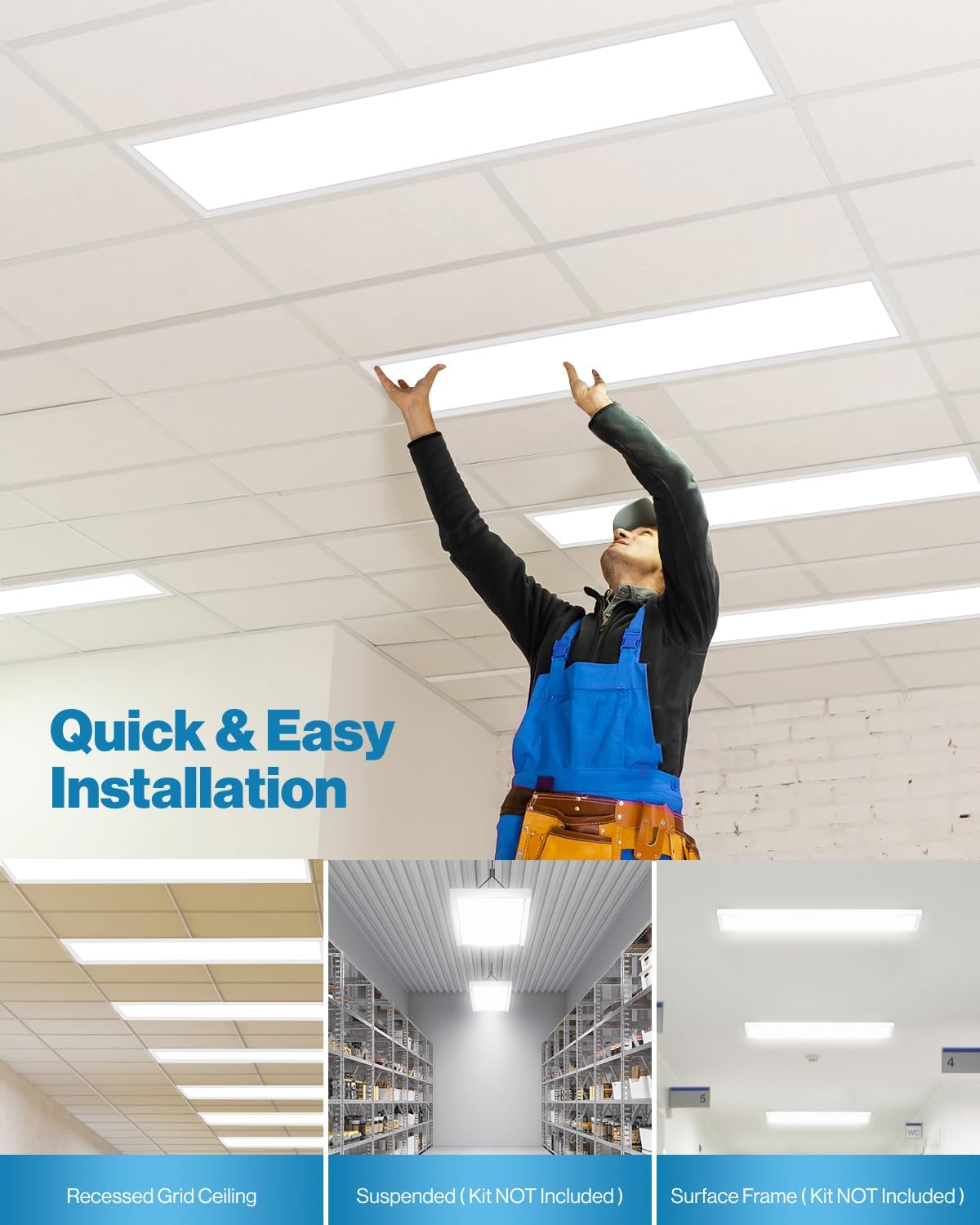 Sunc Lightin Pac 1x LE Fla Pane Light Dua Selectabl CC 3500K/4000K/5000 Selectabl Wattag 30W/40W/46W 5700LM 0-10 Dimming Matt Whit Dro Ceilin Fixtur ETL DLC