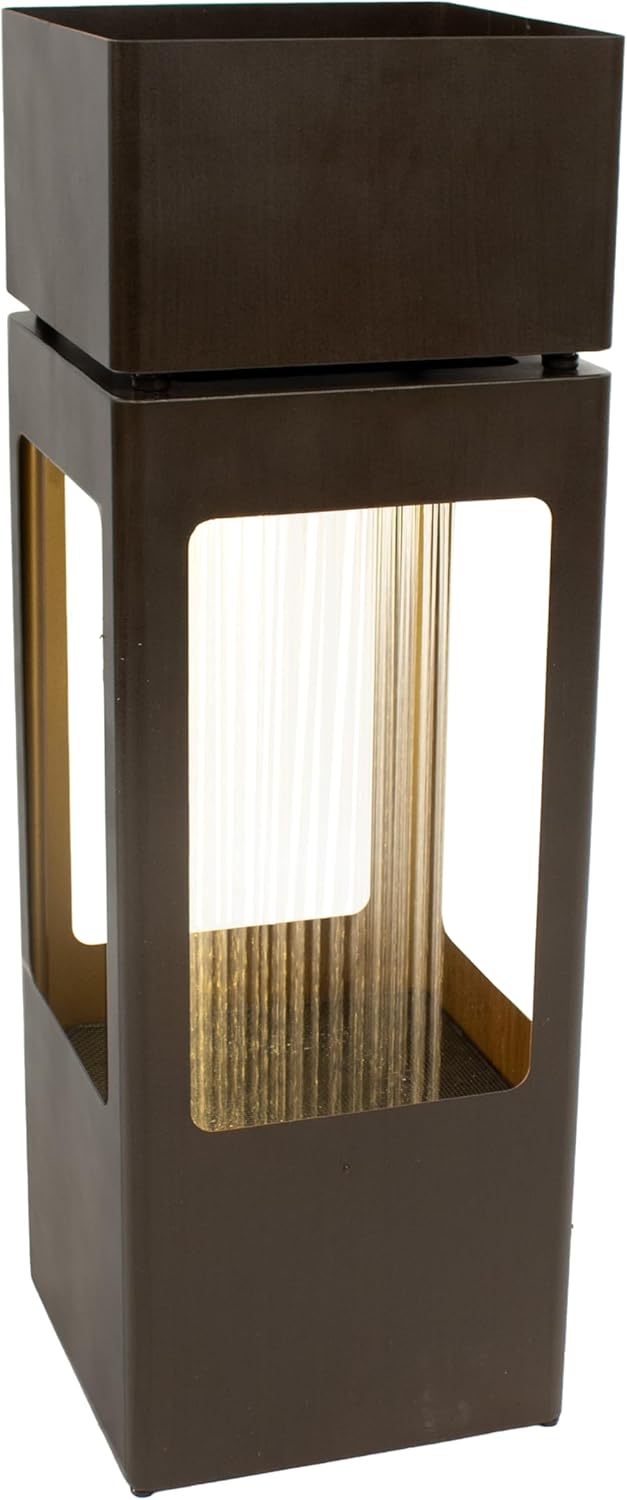 Sunnydaz Seren Shower Outdoo Wate Fountai wit Light Zin 36-Inc Include War Whit LE Lights