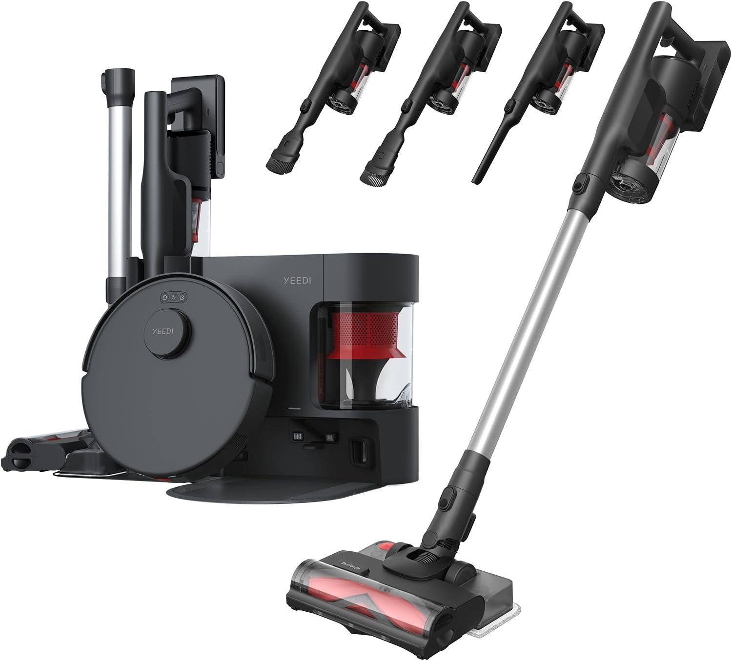 Yeed C1 Comb Cordles Stic Vacuu Robo Mopping All-in-on Cleanin Combot wit Dua Aut Self-Emptying 10000P Suctio Lightweight ZeroTangl Brus fo Har Floor Carpe Pe Hair