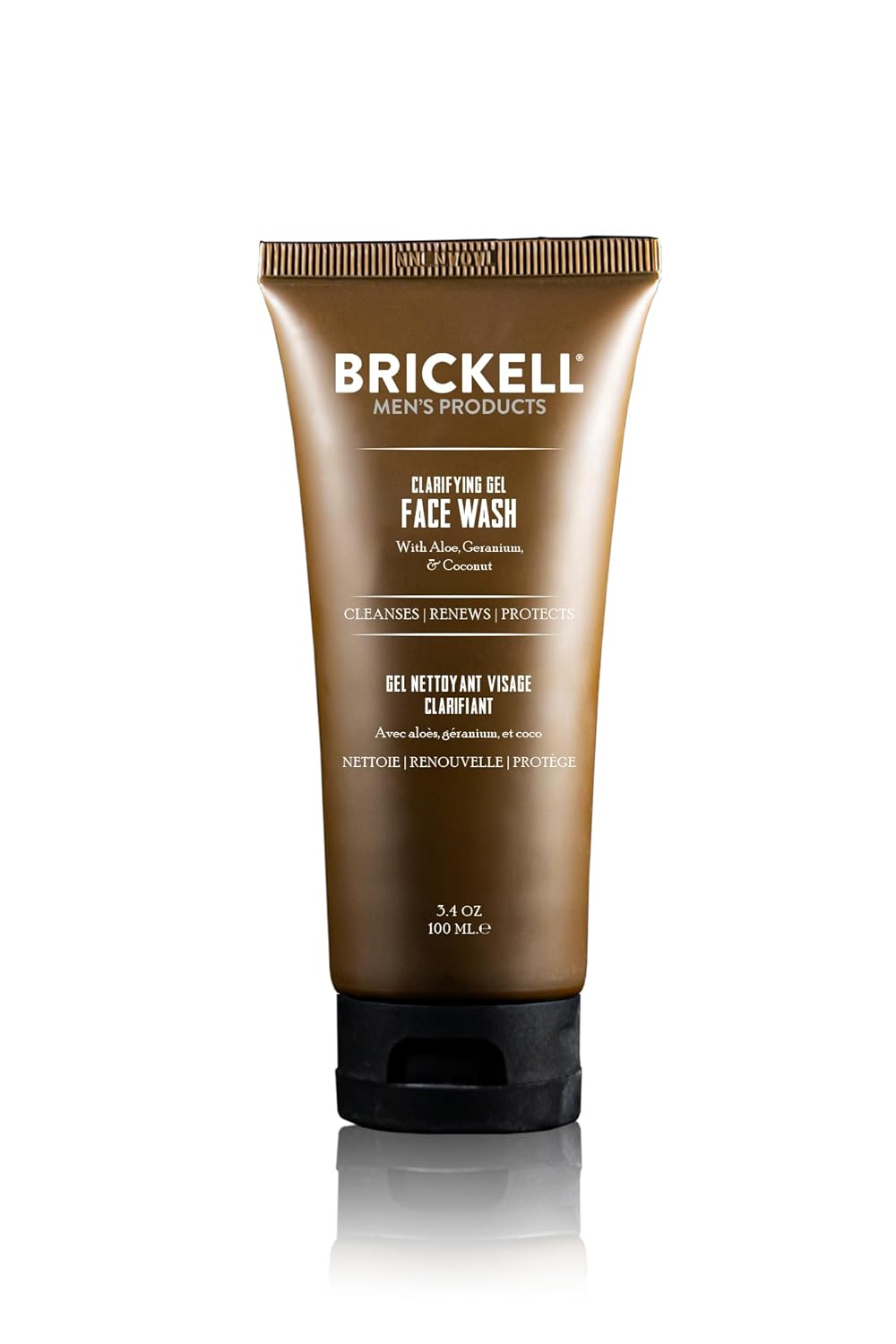Brickell Men's Clarifying Gel Face Wash for Men, Natural and Organic Rich Foaming Daily Facial Cleanser Formulated With Geranium, Coconut and Aloe, 8 Ounce, Scented