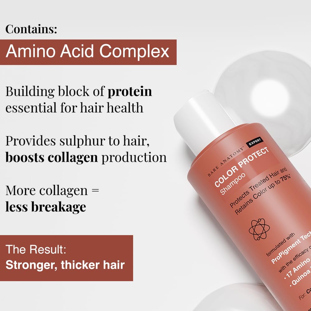 Bare Anatomy Hair Colour Protect Shampoo | Retains Colour Upto 8 Weeks | Repairs Damage With Amino Acid & Quinoa Protein | Sulphate & Paraben Free | For Dry & Frizzy Coloured Hair 8.8 Floz