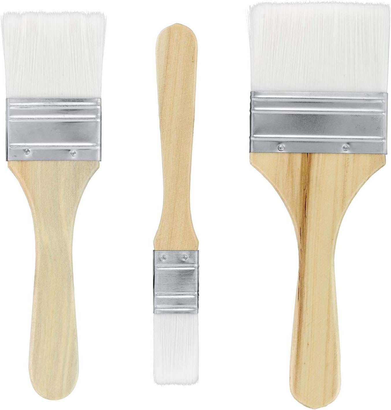 U.S. Art Supply 3 Pack of Variety Size Synthetic Bristle Paint, Chip and Utility Paint Brushes for Paint, Stains, Varnishes, Glues, and Gesso