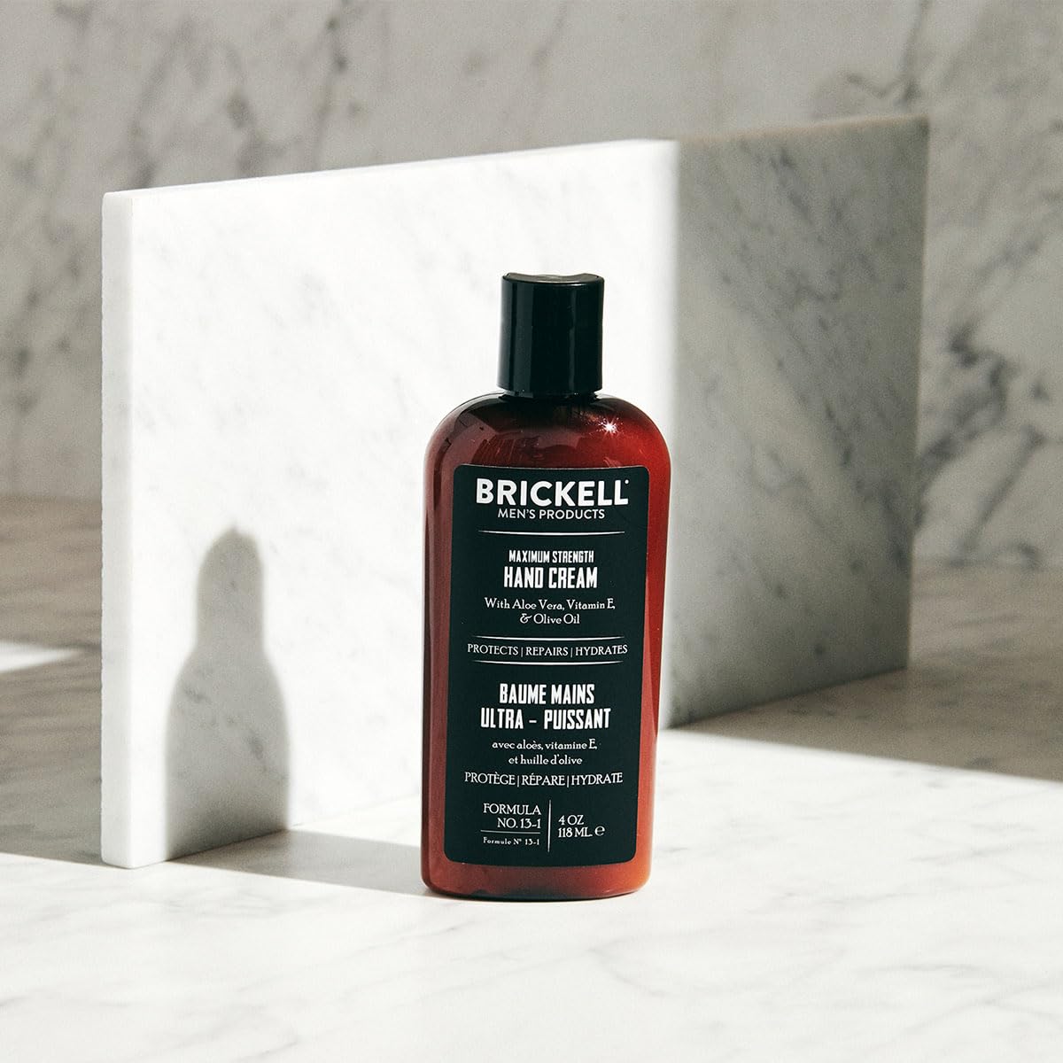 Brickel Men' Maximu Strengt Han Crea fo Men Natura an Organi Fast-Absorbin Han Lotio wit Vitami E She Butter an Jojoba Ounce Scented
